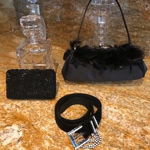 Black beaded cocktail purse-NEVER USED